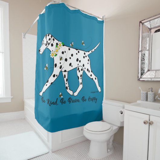 Rideaux De Douche Dalmatien Be Genre Be Brave Be Happy (En situation)