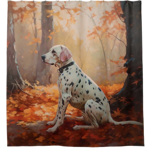 Rideaux De Douche Dalmatien en automne Feuilles automne Inspirer (Devant)