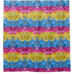Rideaux De Douche Damas de dragon Pansexuel - Couleurs de drapeau de