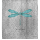 Rideaux De Douche Damas de libellule turquoise (Devant)