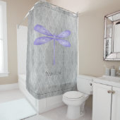 Rideaux De Douche Damas de libellule violette (En situation)