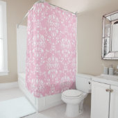 Rideaux De Douche Damas rose et blanc (En situation)