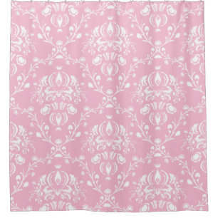 Rideaux De Douche Damas rose et blanc