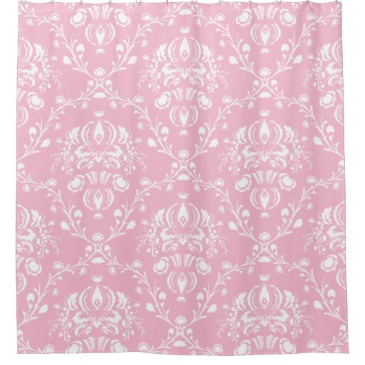 Rideaux De Douche Damas rose et blanc (Devant)