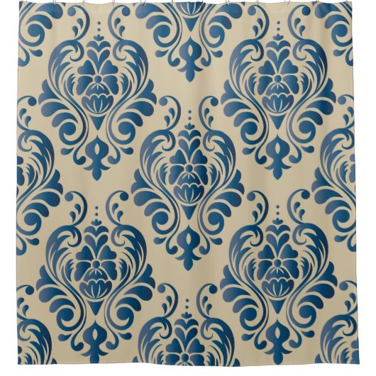 Rideaux De Douche Damas sans couture motif de l'ornement floral sur (Devant)