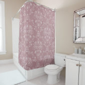 Rideaux De Douche Damas violet et blanc (En situation)