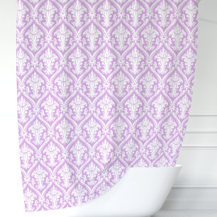 Rideaux De Douche Damas violet et blanc