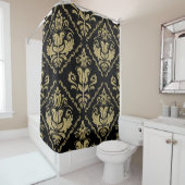 Rideaux De Douche Damask Black Gold : Classic Ornament. (En situation)
