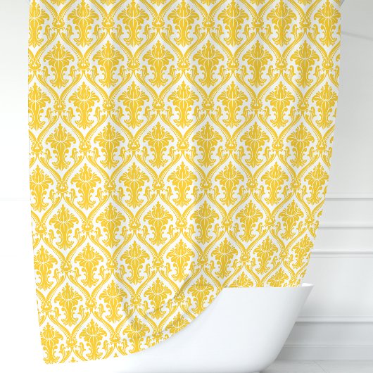 Rideaux De Douche Damassé jaune et blanc