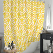 Rideaux De Douche Damassé jaune et blanc