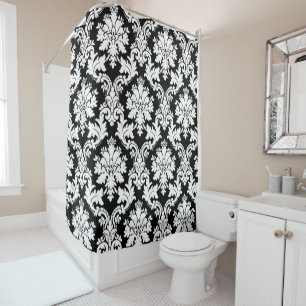 Rideaux De Douche Damassé noire et blanche élégante