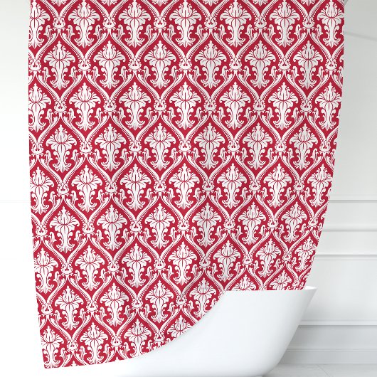 Rideaux De Douche Damassé rouge et blanc