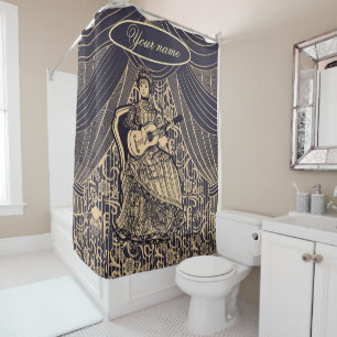 Rideaux De Douche Dame avec guitare