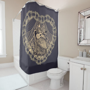 Rideaux De Douche Dame avec guitare