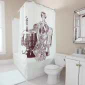 Rideaux De Douche dame boit du thé (En situation)