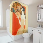 Rideaux De Douche dame d'art déco avec la fan (En situation)