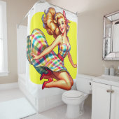 Rideaux De Douche Dame de dessin (En situation)