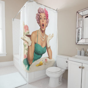 Rideaux De Douche Dame Surprise Glamour Rétro