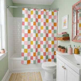 Rideaux De Douche Damier multicolore boho