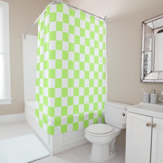 Rideaux De Douche Damier vert classique visuel (En situation)