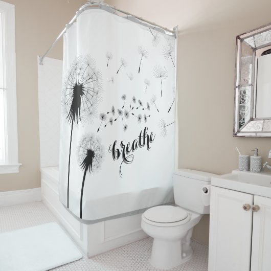 Rideaux De Douche Dandelion moderne BREATHE Inspiration Citation (En situation)