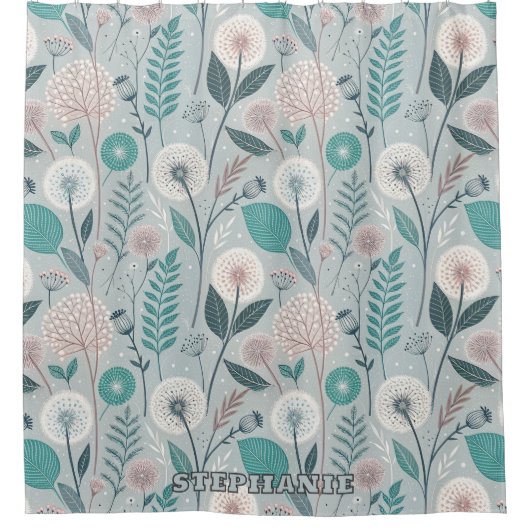 Rideaux De Douche Dandelion Whimsical & Floral Folk Art Seamless (2) (Devant)