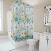 Rideaux De Douche Dandelion Whimsical - Jaune, Blanc & Turquoise (En situation)