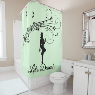Rideaux De Douche Danse à haut pas Texte personnalisé Vert