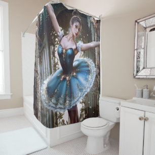 Rideaux De Douche Danse de ballet dans un Tutu bleu
