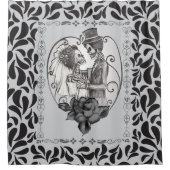 Rideaux De Douche Danse de mariage d'amoureux squelettes (Devant)