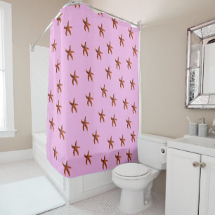 Rideaux De Douche Danse heureuse d'étoiles de mer dans le rose