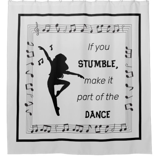 Rideaux De Douche Danse inspiration citation notes musicales noir (Devant)