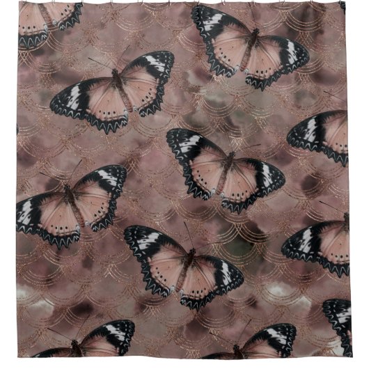 Rideaux De Douche Danse rose de papillon d'or 1 (Devant)