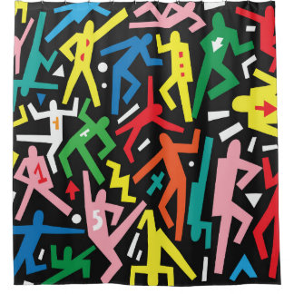 Rideaux De Douche Danser des gens, doodle set motif.