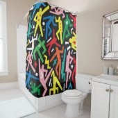 Rideaux De Douche Danser des gens, doodle set motif. (En situation)