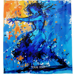 Rideaux De Douche Danseuse Imaginaire Bleu Bleu Orange