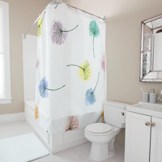 Rideaux De Douche Dansons | Motif floral aquarelle (En situation)