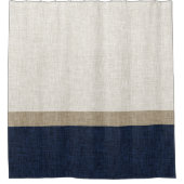 Rideaux De Douche Dark Blue Light Khaki Tan Simple Stripe (Devant)