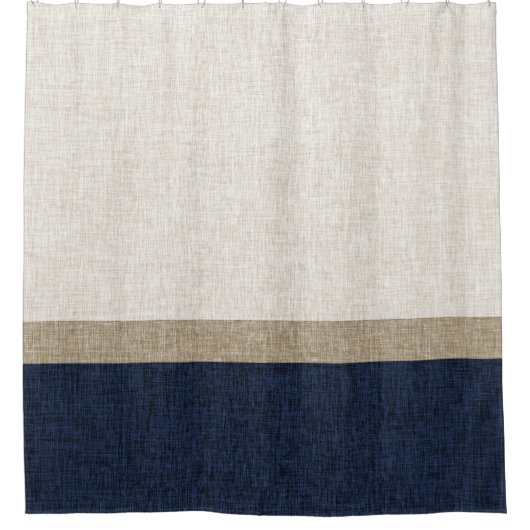 Rideaux De Douche Dark Blue Light Khaki Tan Simple Stripe (Devant)