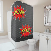 Rideaux De Douche Dark Grey - "POW !" "POW !" "Superhero de bande de (En situation)
