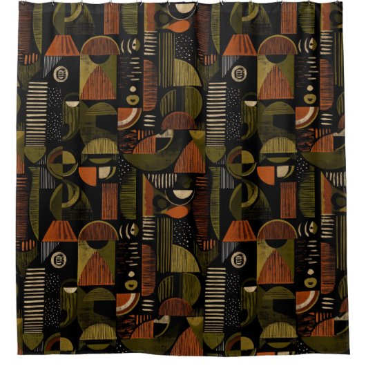 Rideaux De Douche Dark Mid Century Geometric Pattern (1) (Devant)