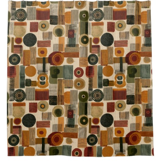 Rideaux De Douche Dark Mid Century Geometric Pattern (2) (Devant)