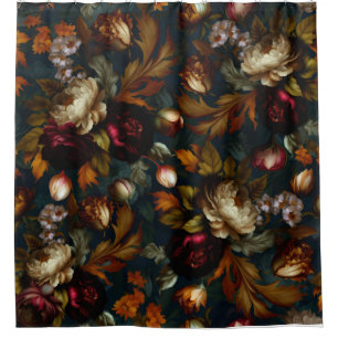 Rideaux De Douche Dark Moody Gothique Vintage Jardin Floral