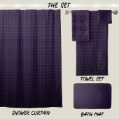 Rideaux De Douche Dark Purple Bath Set Check Pattern Indigo Gradient