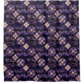 Rideaux De Douche Dark Purple Floral and Faux Gold (Devant)