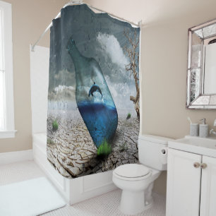 Rideaux De Douche Dauphin Dans Une Bouteille