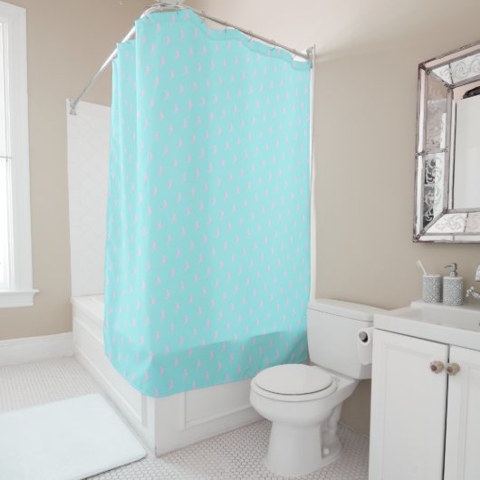 Rideaux De Douche Dauphin simple propre frais aqua marin rose (En situation)