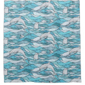 Rideaux De Douche Dauphins de verre tendu de l'océan bleu (Devant)