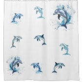 Rideaux De Douche Dauphins et blancs (Devant)