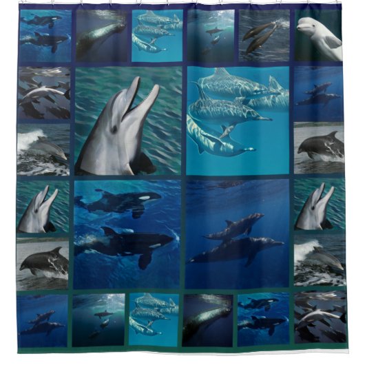 Rideaux De Douche Dauphins et collage de baleines (Devant)